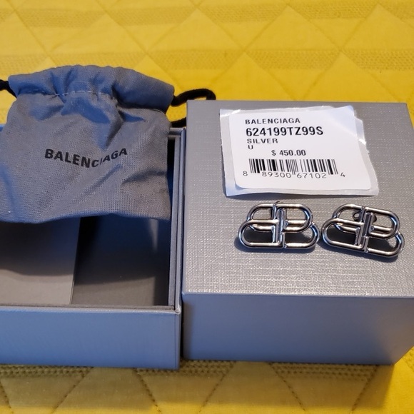 Balenciaga sterling silver earrings.
